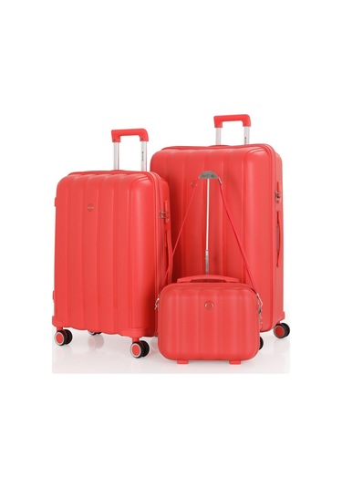 Mçs Polipropilen 3lü Valiz Seti Büyük & Orta & Makyaj V305 S21yy1000078-set 00022 Mercan