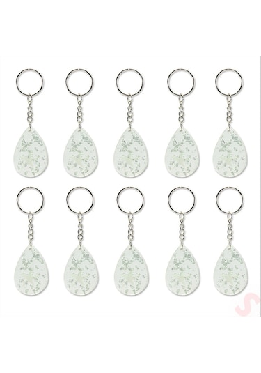 Epoksi Yıldızlı Anahtarlık, Gümüş - 10 Adet Gümüş