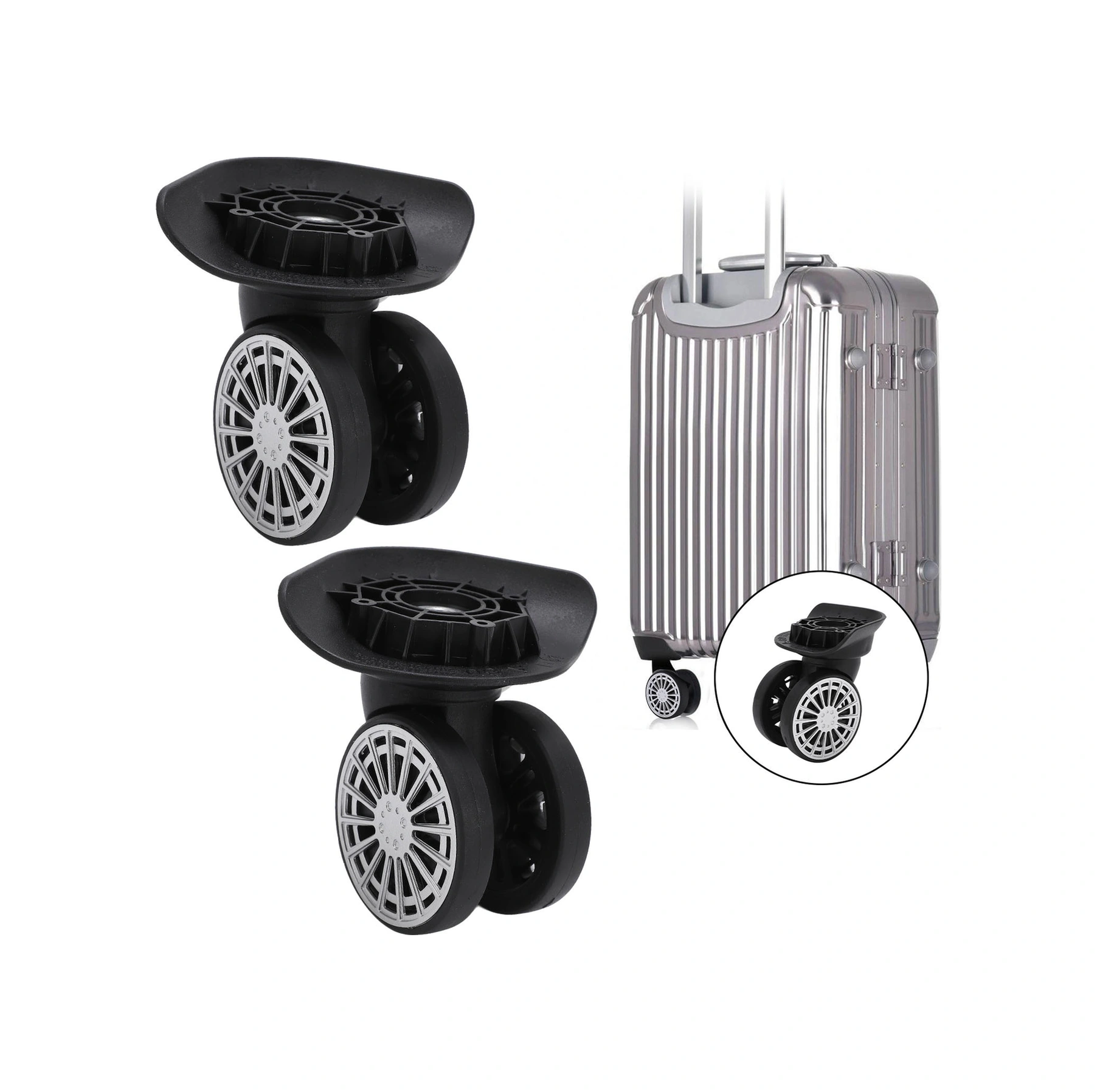 Vkemall A60 Modeli Valiz Tekerlekleri, Sessiz Çalışma, Dayanıklı Pp+pet Malzeme, Yüksek Yük Taşıma Kapasitesi, Kolay Kurulum, 2 Adet Tekerlek Ve 8 Adet Vida İle Birlikte