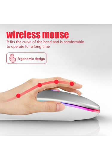 Kablosuz Bluetooth 2.4 GHz USB Şarj Edilebilir RGB Optik Mouse