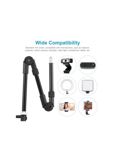 Reedark Katlanabilir Masa Üstü Metal Braket 1/4 Vida 3kg Kapasiteli Küresel Başlıklı Led Dolgu Işığı Web Kamerası Akıllı Telefon Tutucu