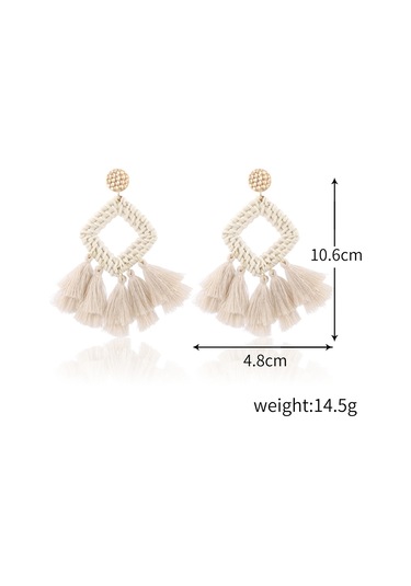 E2205-3 Tassel Prismatic Bamboo Vine Handmade Woven Earrings Bosomia Style Earrings Gümüş