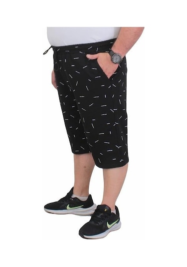 Starbattal Erkek Büyük Beden Penye Şort Justice 24645 Sıyah-Sıyah Siyah