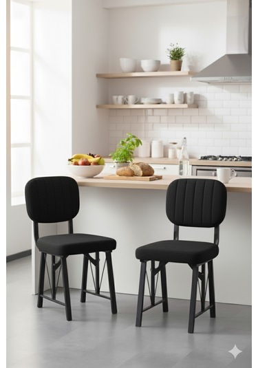 Elfin 70x110cm Sabit Efes Yemek Masası, Yemek Masası Takımı, Mutfak Masası, 4 Siyah Sandalye Siyah