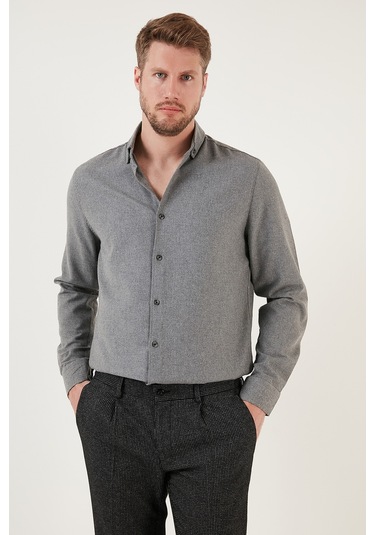 Buratti Pamuklu Regular Fit Düğmeli Yaka Kışlık Erkek Gömlek Cf24W127079 Koyu Gri Buratti Pamuklu Regular Fit Düğmeli Yaka Kışlık Erkek Gömlek Cf24W127079 Koyu Gri