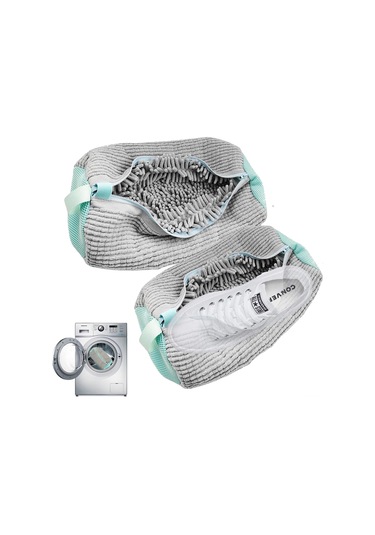 Mufunye 2 Adet Gri Ayakkabı Yıkama Çantası - Otomatik Kilitleme, Dayanıklı Mikrofiber, Yüksek Su Geçirgenliği Gri