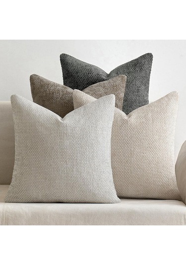 Yifomall Bohem Tarzı Lüks Kadife Yastık Kılıfı Seti, 4 Parça, 45x45 Cm, Nötr Renkler, Sofa Ve Yatak Dekoru Krem, Gümüş Gri, Koyu Gri, Siyah