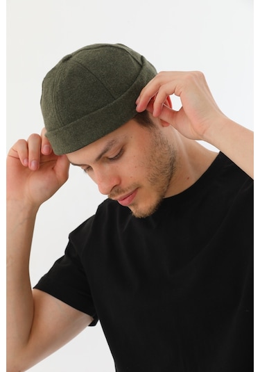 Kaşe Arkadan Ayarlı Retro Hip-hop Takke Şapka Haki
