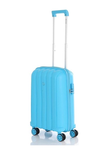 Mçs Bavul Orta Ve Kabin 2li Set Kırılmaz Silikon Valiz V305 Açıkmavi Mavi