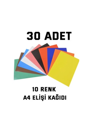 30 Adet A4 Elişi Kağıdı Karışık Renk El Işi Kağıdı