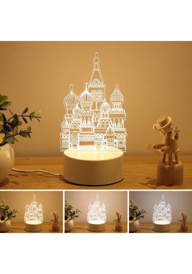 Konesam Kızıl Toprağın Gölgesinde - Osmanlı Kalesi 3d Led Gece Lambası, Dokunmatik Kontrol, 3 Renk Seçeneği, Usb Beslemeli, Çocuk Odası Dekorasyonu Beyaz
