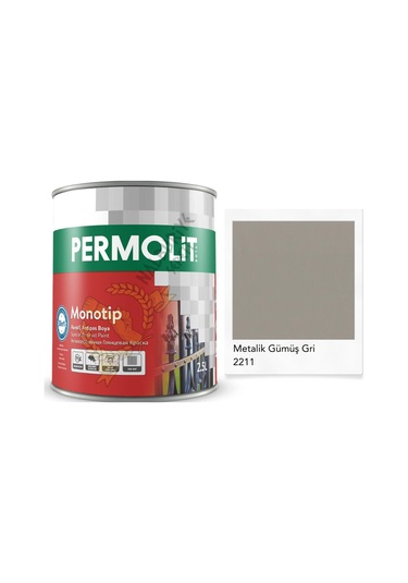 Permolit Monotip Astarlı Antipas Boya Metalik Gümüş Gri 2.5 Lt.