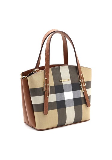 Silver Polo 1021 Ekose Kadın El Çantası Siyah