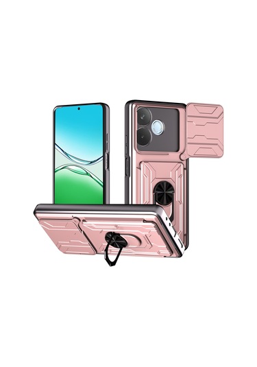 Oppo A5 Pro Pc Kılıfı + Tpu Destekli Telefon Arka Kapağı Ve Kamera Kaydırıcısı - Gül Altını Gül Altını