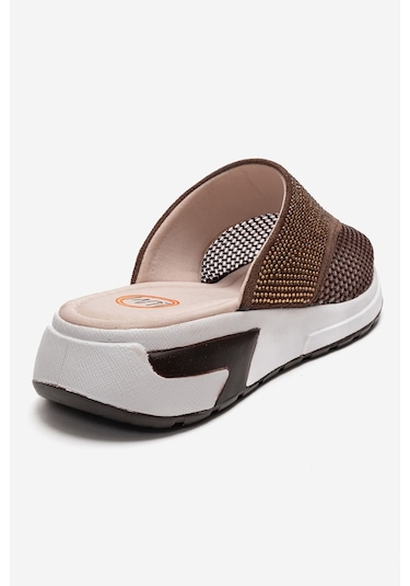 Luvishoes Glea Kahverengi Taşlı Burnu Kapalı Kadın Terlik