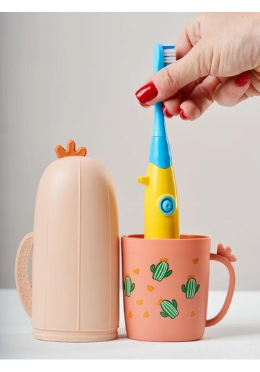 Youmex Seyahat Diş Fırçası Ve Macun Kutusu, Cactus Desenli, Taşınabilir, Sağlıklı Ağız Bakımı, Çocuklar Ve Yetişkinler İçin Pembe