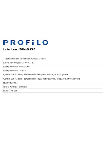 Profilo FXSA243B 76 LT Buhar Destekli Ankastre Fırın