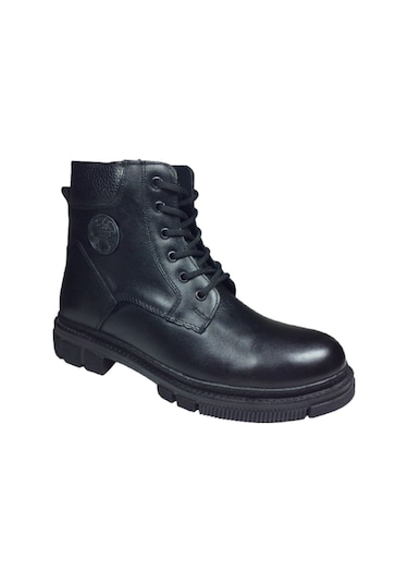 2007 Ortopedikal Hrl1234 Klt Siyah Erkek Bot % 100 Deri Bağcıklı + Fermuarlı Siyah