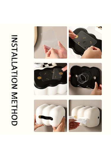 Sones Bulut Mendil Kutusu Masa Üstü Krem Tarzı Duvara Asılı Plastik Peçetelik Beyaz