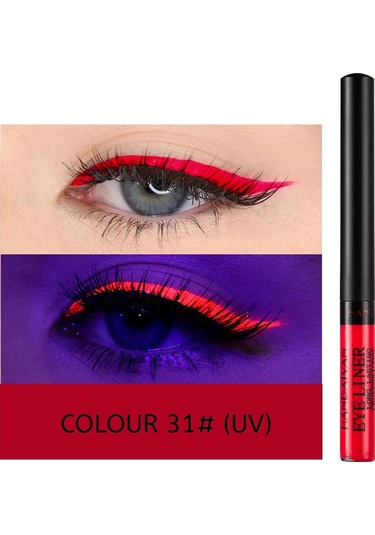 Uv Işık Neon Eyeliner Kalem Gözler Makyaj Kırmızı Su Geçirmez Sıvı Renkli Göz 31 No Box 01