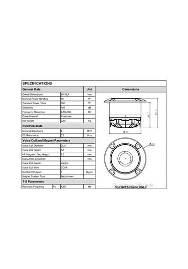 For-x Tx-58n Neo Tweeter 100w Maksimum Güç 50w Rms