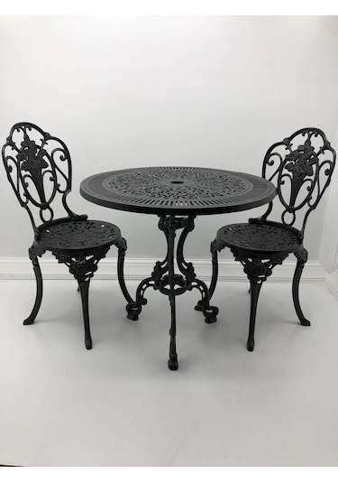 Aluminyumdokumcu Güllü Kolsuz Sandalye 75 Çap Yuvarlak Masa Yılan Ayak