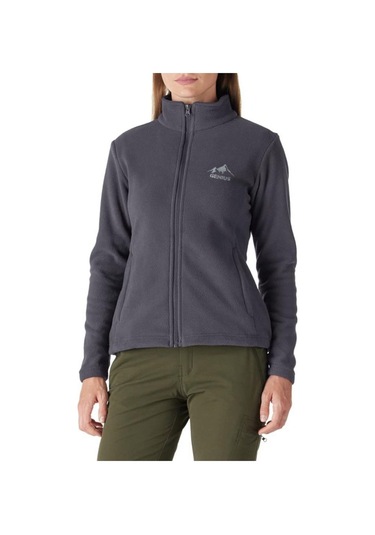 Genius Store Tam Fermuarlı Kalın Outdoor Kadın Polar Ceket Füme