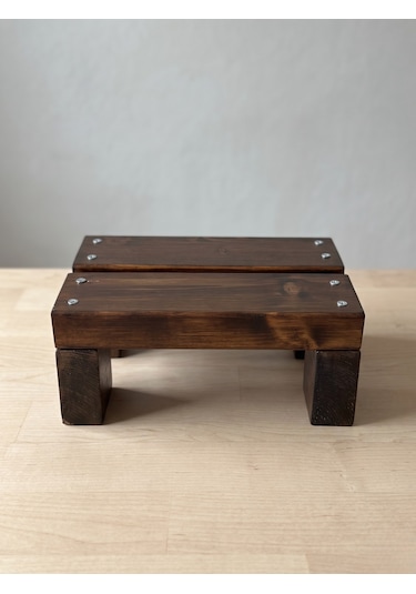 Nest Woodtr Doğal Ahşap Tek Katlı Basamak Tabure Yükseltici 30x25x15cm 1adet Acı Kahverengi