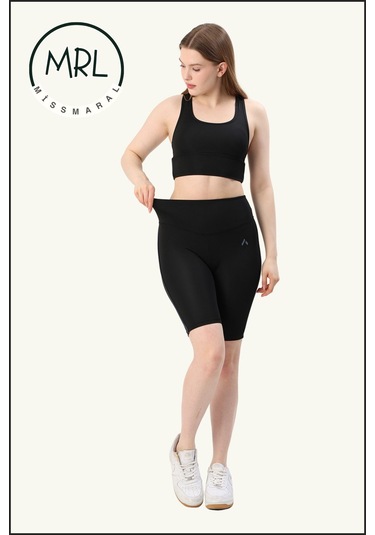 Kadın Siyah Yüksek Bel Toparlayıcı Biker Şort Kısa Spor Tayt Likralı Dalgıç Biker Tights 1043 Siyah Antrasit