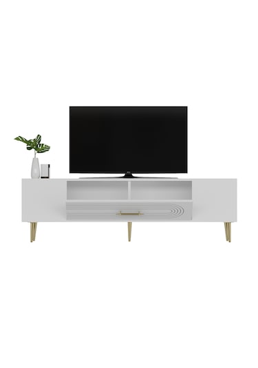 Camilla Tv Sehpası Tv Ünitesi 150 Cm Beyaz Altın
