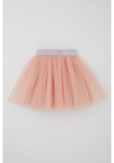 Breeze Kız Çocuk Tütü Etek Beli Sim Detaylı Lastikli 5-10 Yaş, Somon Somon