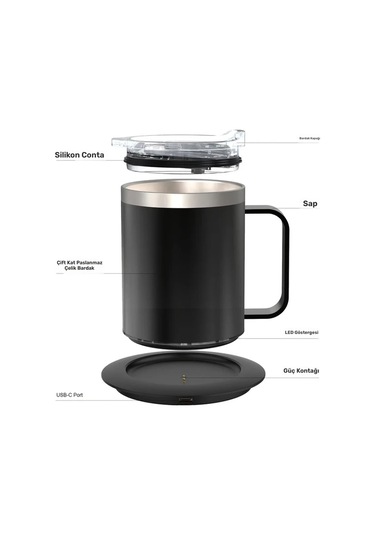 Honeybeeshop Yeşil Akıllı Kahve Bardağı Isıtıcısı 55 Cye Kadar Sıcak Tutar Çay Süt Çikolata