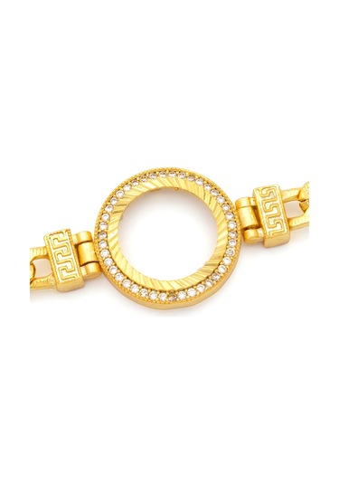 Altın Kaplama İmitasyon Zirkon Taşlı Figaro Desenli Çeyrek Çerçeve Bileklik Blk-1171 Altın