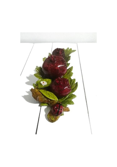 Dekoratif El Yapımı Yaprak Üzeri Nar Figürlü Dekoratif Obje Nar Biblo Bereket Ve Bolluk Simgesi