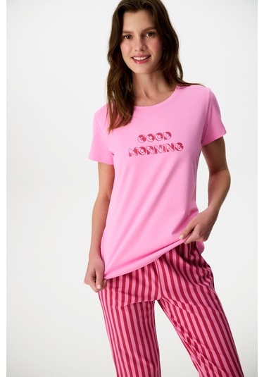 Penti Pembe Ent Morning Pamuklu Kapri Pijama Takımı