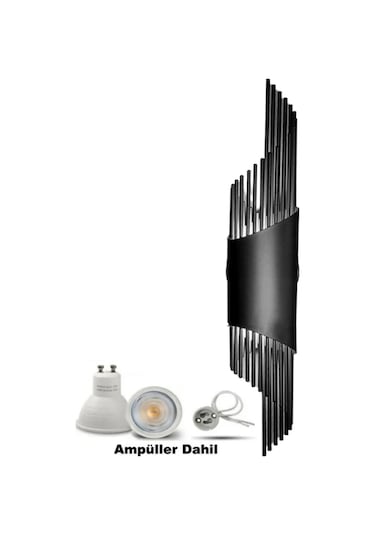 Şanled Sarkıt Modeli Metal Çift Yönlü Siyah Kasa Duvar Aydınlatma Aplik Beyaz Işık