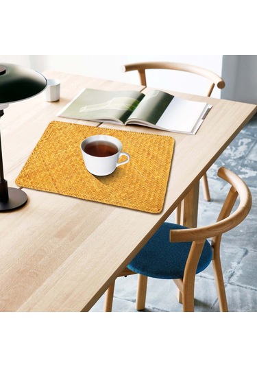 Xiaaokeji 4'lü Paket, Doğal Denizotu Amerikan Servisi El Dokuma Hasır Çay Fincanı Altlığı Kahverengi