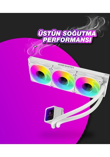 Game Master 3 Fanlı Argb 360MM Watercooler Beyaz Sıvı Soğutma
