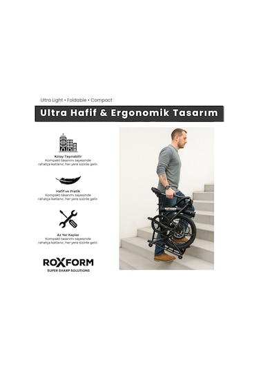 Roxform M-100 Katlanır Bisiklet 16 Jant, 5 Vites, Alüminyum Kadro Siyah