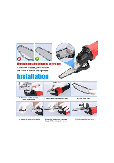 Yifomall "taşlama Makinesi Dönüşüm Seti - 6 İnç Zincirli Testere Aparatı İle Ahşap Kesme Ve Şekillendirme"