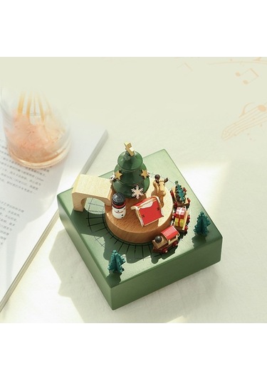 Novahub Noel Trenli Mekanik Müzik Kutusu - Kurmalı Hareketli Dekoratif Hediye, Küçük