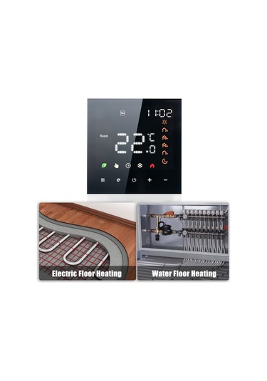 Ximistore9 Siyah Akıllı 16a Elektrikli Isıtıcı Termostati - Dokunmatik Ekran, Tuya App İle Programlanabilir, Ses Kontrolü, Wifi Desteği