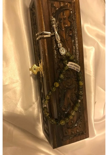 Tespih Akik Doğal Taş Tesbih Gümüş İmameli Ahşap Kutulu 6mm Akik Çok Renkli