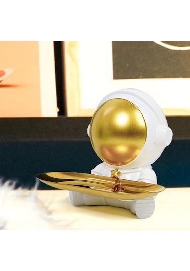Opulentliving Reçine Astronot Heykeli, Anahtar Telefon Saklama, Suntek Konteyner Bibloları İçin Tepsi Orta Boy Orta