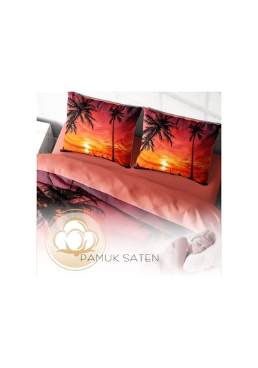 Monohome Gün Batımı 3D Pamuk Saten Çift Kişilik Nevresim Takımı Çok Renkli