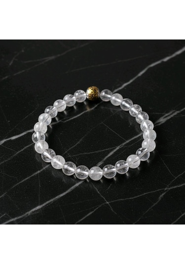 Orijinal Kristal Kuvars Necef Taşı Doğal Taş Bileklik Beyaz