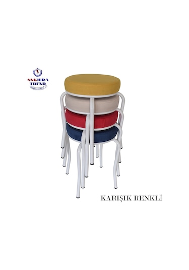 Tabure (Beyaz Ayaklı) (4 Adet) - Mutfak Balkon Taburesi