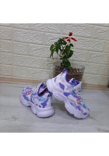 M.p One 3216 Mor Simli Cırtlı Hafif Rahat Kız Çocuk Spor Ayakkabı 001