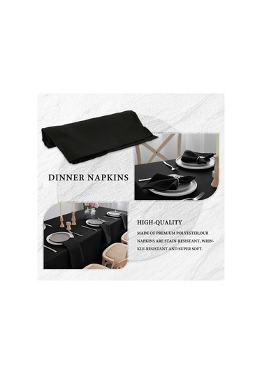 12 Adet Peçete Yemek Bezi, Restoran Düğün Otel Yemek Partisi İçin Siyah