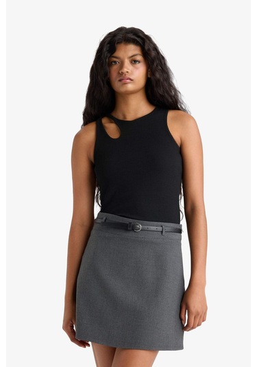 Defacto A Kesim Normal Bel Mini Etek G0470ax25augr450 Gri